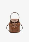 Miu Miu Small Logo Leather Backpack In Brown