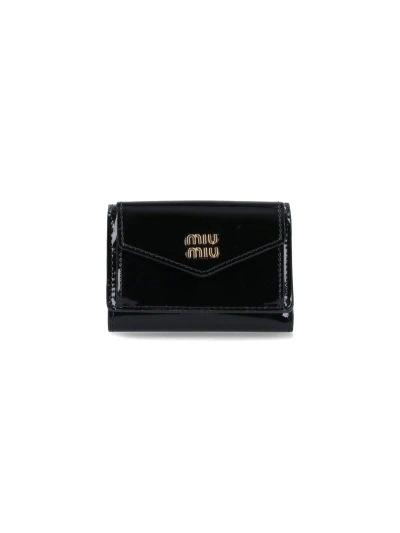 Miu Miu Small Logo Wallet In Black  