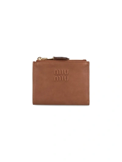 Miu Miu Small Logo Wallet In Brown