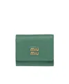 Miu Miu Small Madras Wallet In Green