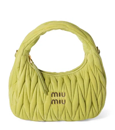 Miu Miu Small Matelassé Leather Wander Top-handle Bag In Green