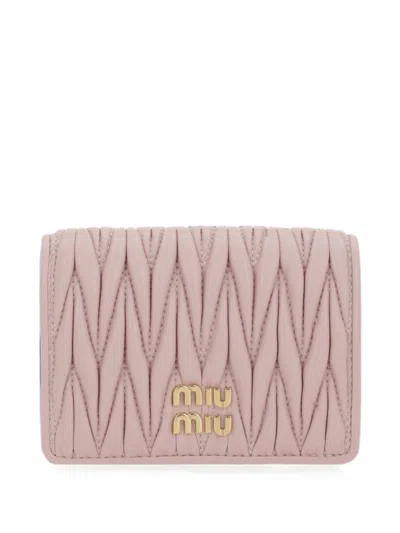 Miu Miu Small Matelassé Nappa Leather Wallet In Black