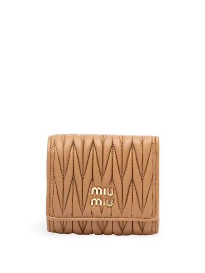 Miu Miu Small Matelassé Nappa Leather Wallet In Transparent