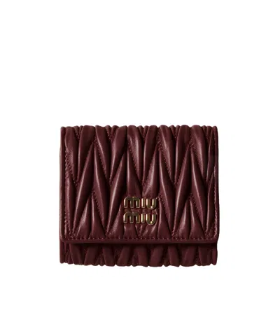 Miu Miu Small Logo Wallet In Burgundy