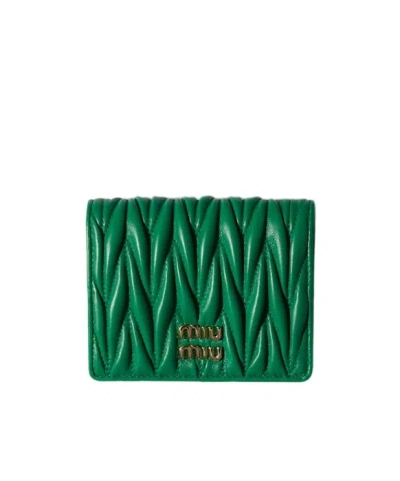 Miu Miu Small Matelassé Nappa Leather Wallet In Purple