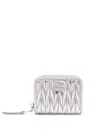 Miu Miu Small Matelassé Nappa Leather Wallet In Metallic