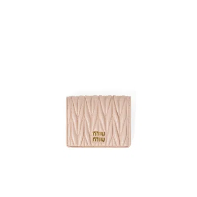 Miu Miu Small Matelassé Nappa Leather Wallet In Pink