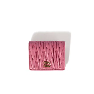 Miu Miu Small Matelassé Nappa Leather Wallet In Pink