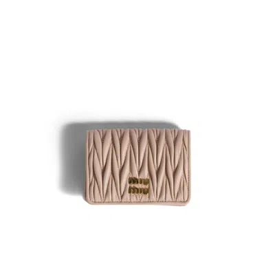 Miu Miu Small Matelassé Nappa Leather Wallet In Pink