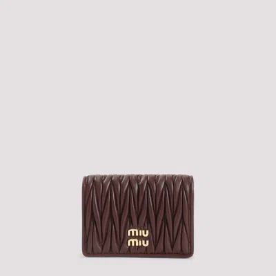 Miu Miu Small Matelassé Nappa Leather Wallet In Purple