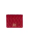 Miu Miu Small Matelassé Nappa Leather Wallet In Red