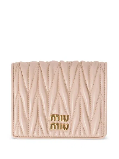 Miu Miu Small Matelassé Nappa Leather Wallet With Snap Closure