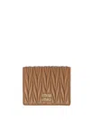 Miu Miu Quilted Leather Wallet Snap In Brown