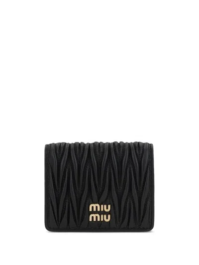 MIU MIU SMALL MATELASSÉ NAPPA LEATHER WALLET WITH SNAP CLOSURE