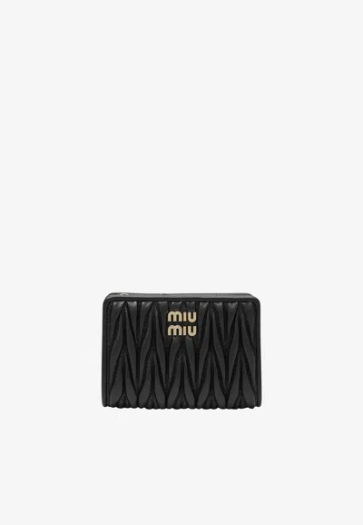 Miu Miu Small Matelassé Nappa Wallet In Black