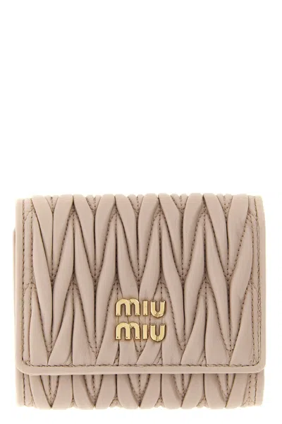 Miu Miu Small Matelassé Nappa Wallet In Pink