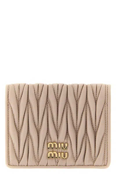 Miu Miu Small Matelassé Nappa Wallet In Pink