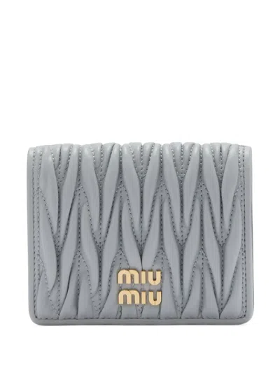 Miu Miu Small Matelassé Napp-leather Wallet In Blue