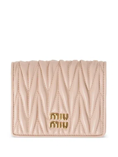 Miu Miu Small Matelassé Wallet In Pink