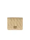 Miu Miu Small Matelass Wallet In Soia