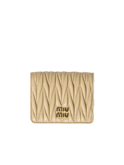 Miu Miu Small Matelass Wallet In Soia