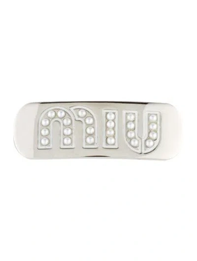 Pre-owned Miu Miu Small Metal Hair Pin W/ Silver-toned Hardware