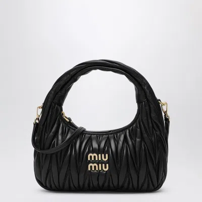 Miu Miu Small Miu Wander Black Matelassé Bag Women