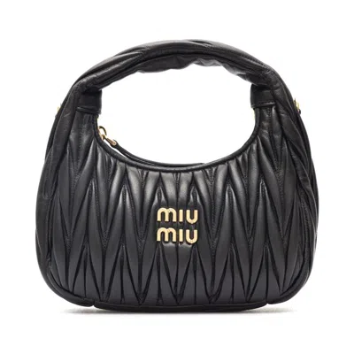 Miu Miu Small Miu Wander Hobo Bag In Black