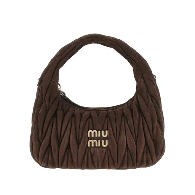 MIU MIU SMALL MIU WANDER SUEDE LEATHER HOBO BAG