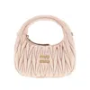 Miu Miu Small Miu Wander Suede Leather Hobo Bag In Pink