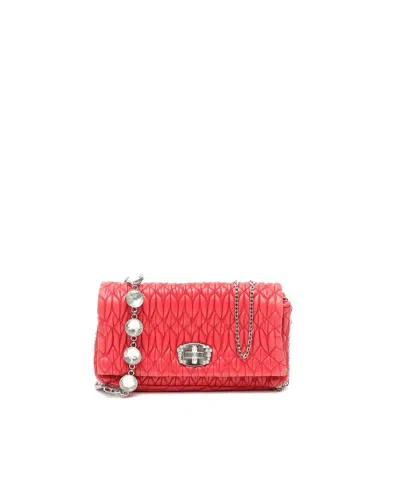 Pre-owned Miu Miu Small Nappa Crystal Bag In Red