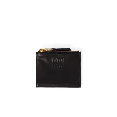Miu Miu Small Nappa Leather Wallet In Black