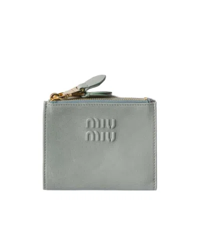 Miu Miu Small Nappa Leather Wallet In Blue