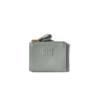 Miu Miu Small Nappa Leather Wallet In Blue