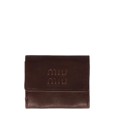 Miu Miu Small Nappa Leather Wallet In Briarwood