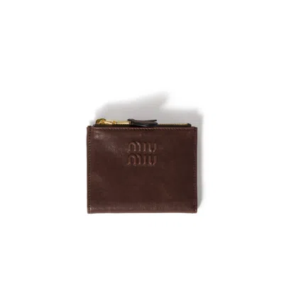 Miu Miu Small Nappa Leather Wallet In Brown