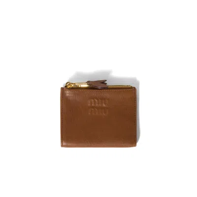 Miu Miu Small Nappa Leather Wallet In Brown