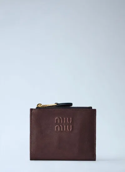 Miu Miu Small Nappa Leather Wallet In Brown