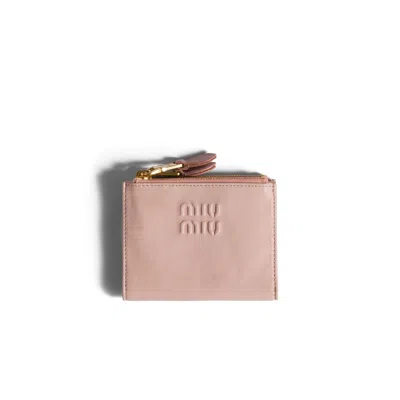 Miu Miu Small Nappa Leather Wallet In Orange