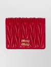 Miu Miu Small Quilted Nappa Leather Wallet Snap Design In Brown