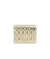 Miu Miu Small Logo Plaque Quilted Leather Wallet In Golden