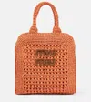 Miu Miu Small Raffia Tote Bag In Orange