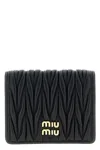 Miu Miu Quilted Leather Wallet With Lettering Logo On The Front In Black