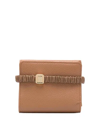 Miu Miu Small Tri-fold Leather Wallet In Caramel/nespola