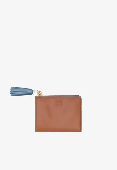 Miu Miu Small Two-tone Leather Wallet In Pattern