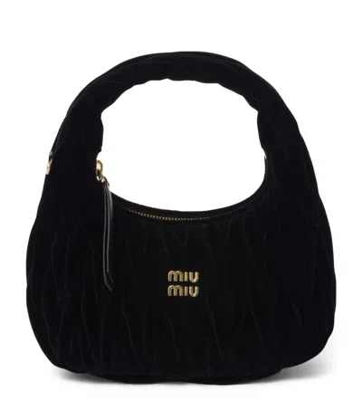 Miu Miu Small Velvet Wander Top-handle Bag In Black