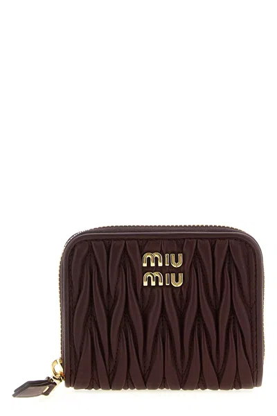 Miu Miu Small Wallet Matelassé Nappa Leather In Brown