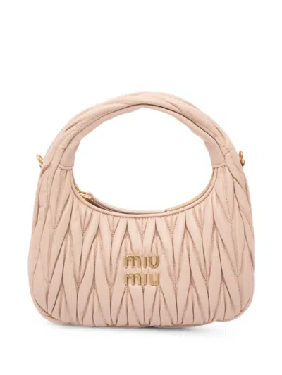 Miu Miu Small Wander Leather Tote Bag In Pink