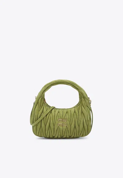 MIU MIU SMALL WANDER SUEDE TOP HANDLE BAG