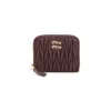 Miu Miu Quilted Burgundy Lamb Leather Wallet In Brown